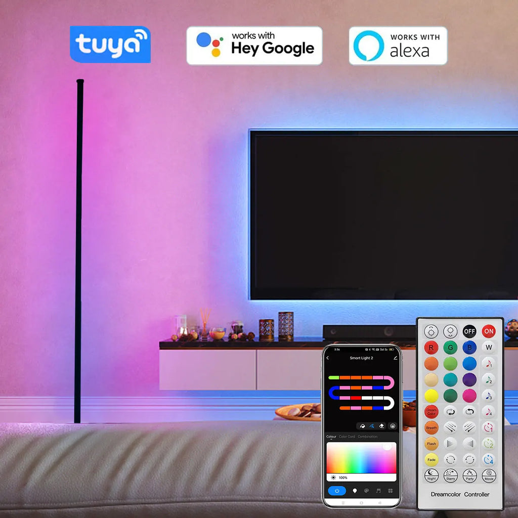 160CM Smart Bluetooth Tuya Ecke Stehlampe Schlafzimmer Nachtlicht Dimmbare RGB Stimmung Beleuchtung Musik Sync Stand Lampe für wohnkultur