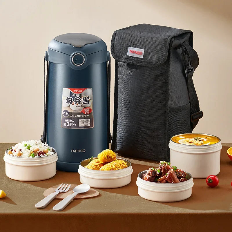 TAFUCO Lunchbox, tragbarer Aufbewahrungsbehälter für Lebensmittelwärmer, Wärmeerhaltung, Bento-Lunchbox, Lunchbox aus Edelstahl 316, für Kinder