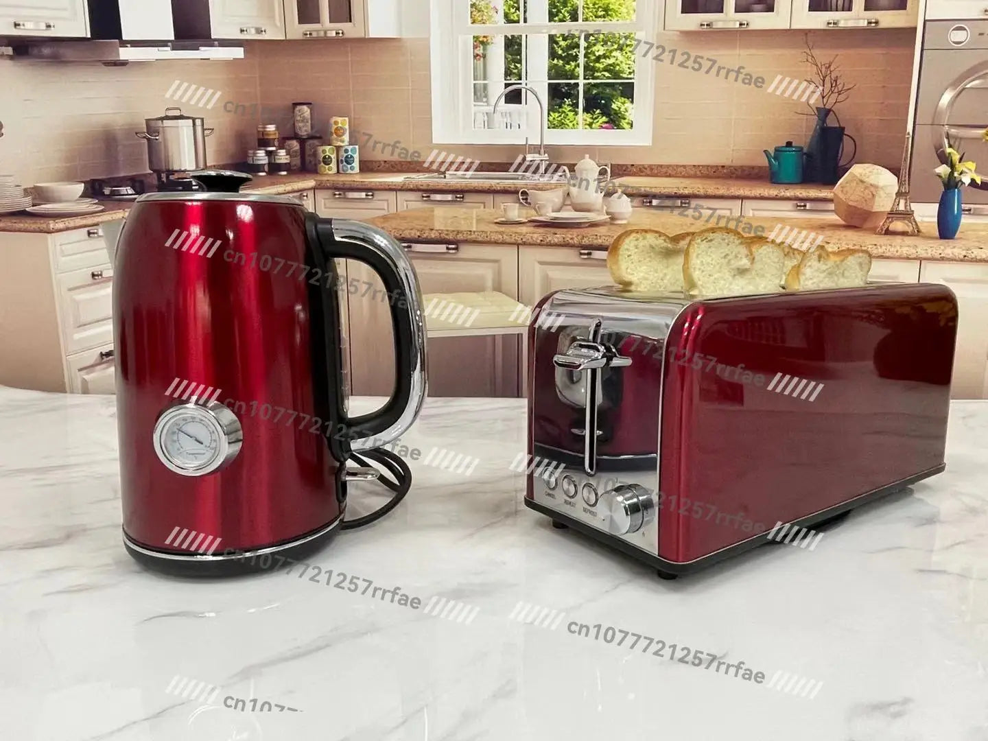 Kaffeemaschine Haushaltsgeräte Set Retro Toaster Edelstahl Elektrische Kaffeemaschine und Toaster Set