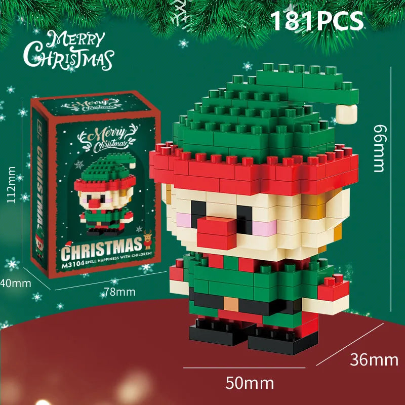 Weihnachtsgeschenke Micro Baustein DIY Domino Spiel Weihnachtsmann Rentier Urlaub Puzzle Montage Ziegel Tischdekoration Spielzeug