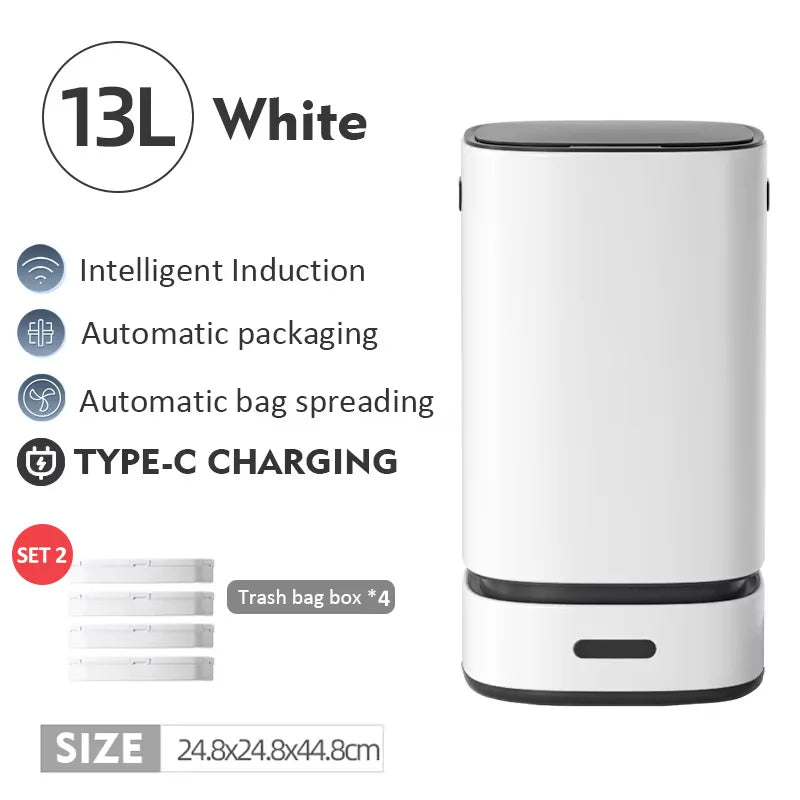 13L Smart Mülleimer mit automatischer Verpackung Müllsack Badezimmer Toilette Mülleimer Automatische Close Bag Adsorption Papierkorb