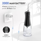 Sejoy Wasserflosser Dental Akku für die Zahnreinigung, 5 Modi, Munddusche, Zahnspangen, Zahnseide, Reiniger, tragbar, für Reisen nach Hause