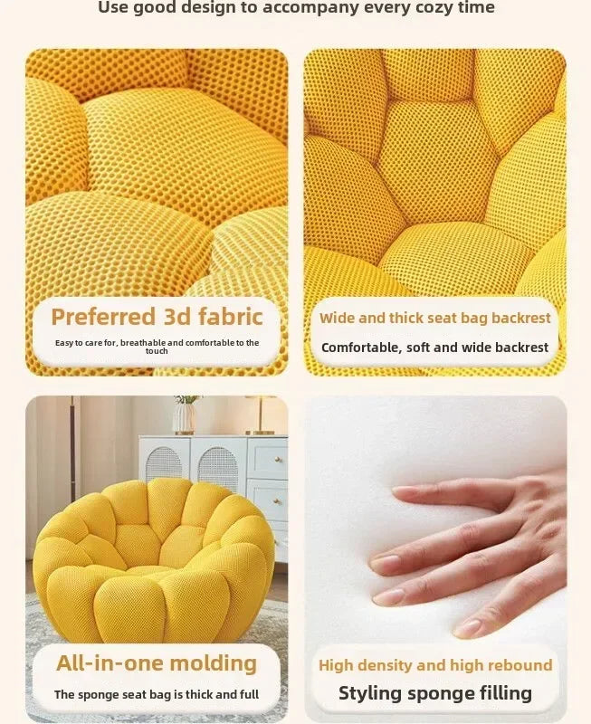 Einzelsitz-Kürbis-Lazy-Sofa kann zurücklehnen werden. Designer Rochburg-Fußballsofa für Balkon, Schlafzimmer, bequeme Lounge-Couch