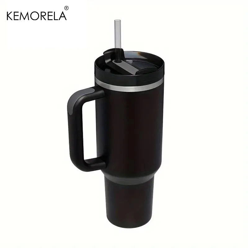 KEMORELA 30 & 40 oz Becher mit Griffdeckel Stroh 887/1182 ml Edelstahl Wasserflasche Vakuum Thermoskanne Tasse Reise Auto Kaffeetasse