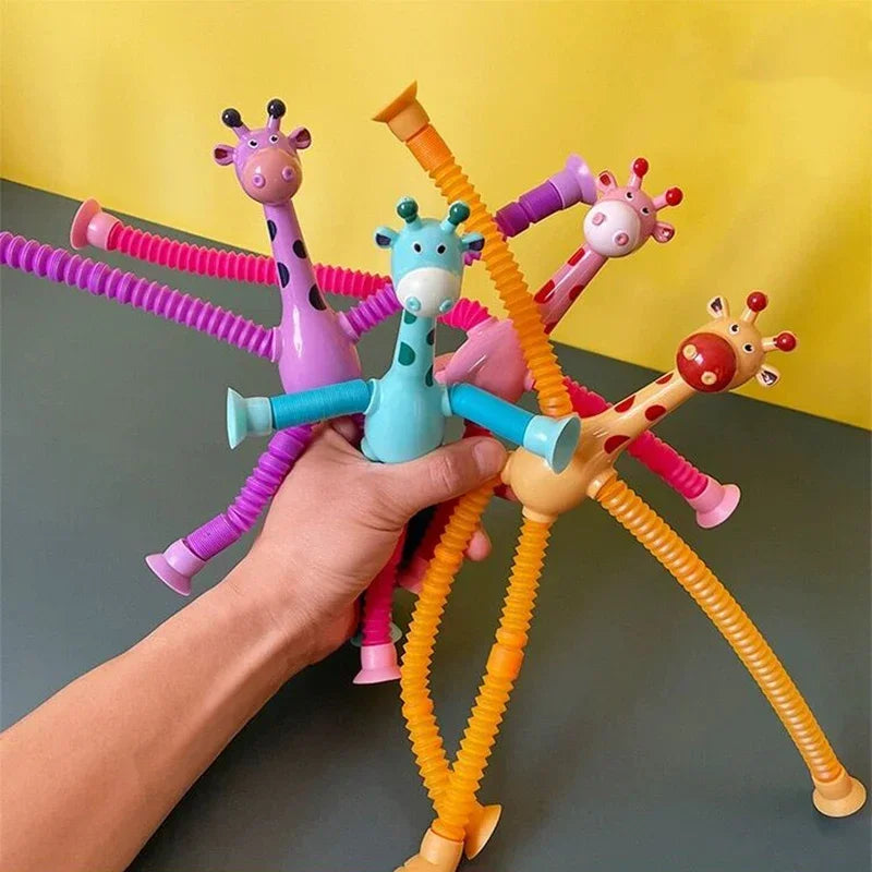 Kinder Saugnapf Spielzeug Pop Tubes Stress Relief Teleskop Giraffe Hand Spielzeug Sensorischen Faltenbalg Spielzeug Anti-stress Squeeze Spielzeug geschenk