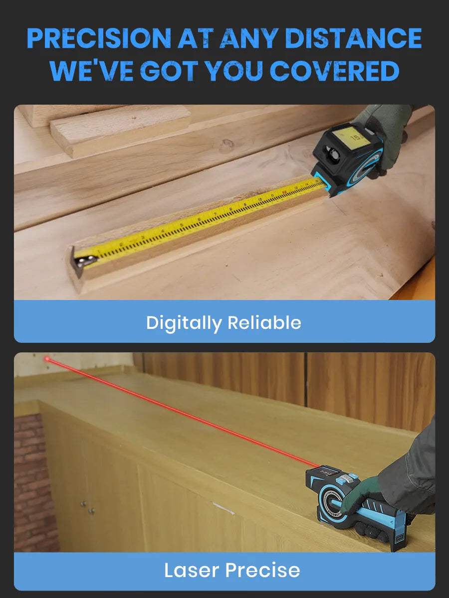 Acegmet dtx10 3-in-1-Messgerät. 2,0" ips-Display & Laser-Positionsmarkierung & 100 m Entfernungsmesser & Stahlband, Werkzeuge für Deko