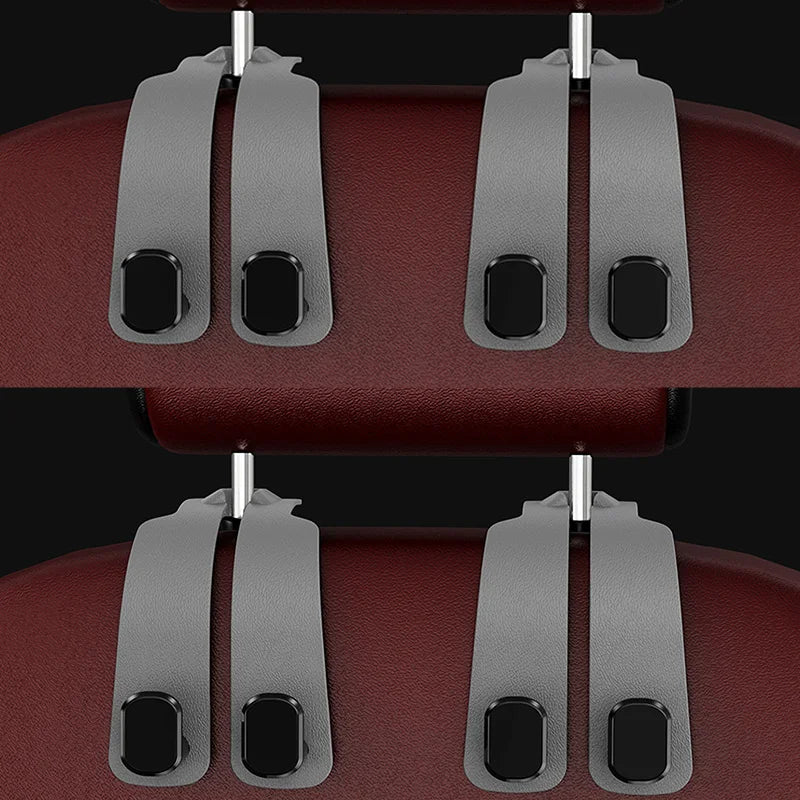 Auto-Kopfstützenhaken für Rücksitz – 20kg Tragkraft, Multifunktional, Universal | Kunststoff | Schwarz, Braun & Grau | 1–4 Stk.