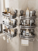 Badezimmer-Ecklagerregal, Saugnapf, Halterung an der Wand, Dusch-Caddy-Box, abnehmbares Badezimmer, Küche, Toilette, Organizer-Rack