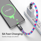 240W USB-C Schnellladekabel mit Umhängeband – 2-in-1, PD3.0, 0,3m oder 1,2m, 4 Farben