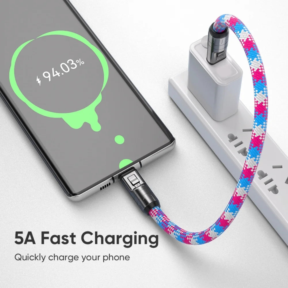 240W USB-C Schnellladekabel mit Umhängeband – 2-in-1, PD3.0, 0,3m oder 1,2m, 4 Farben