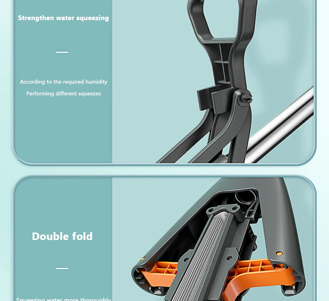 Gepresster selbstentleerender Gummi-Baumwollmopp, freihändiger magischer selbstreinigender Flachmopp, wiederverwendbarer Schwamm, Haushalts-Bodenreinigungswerkzeug