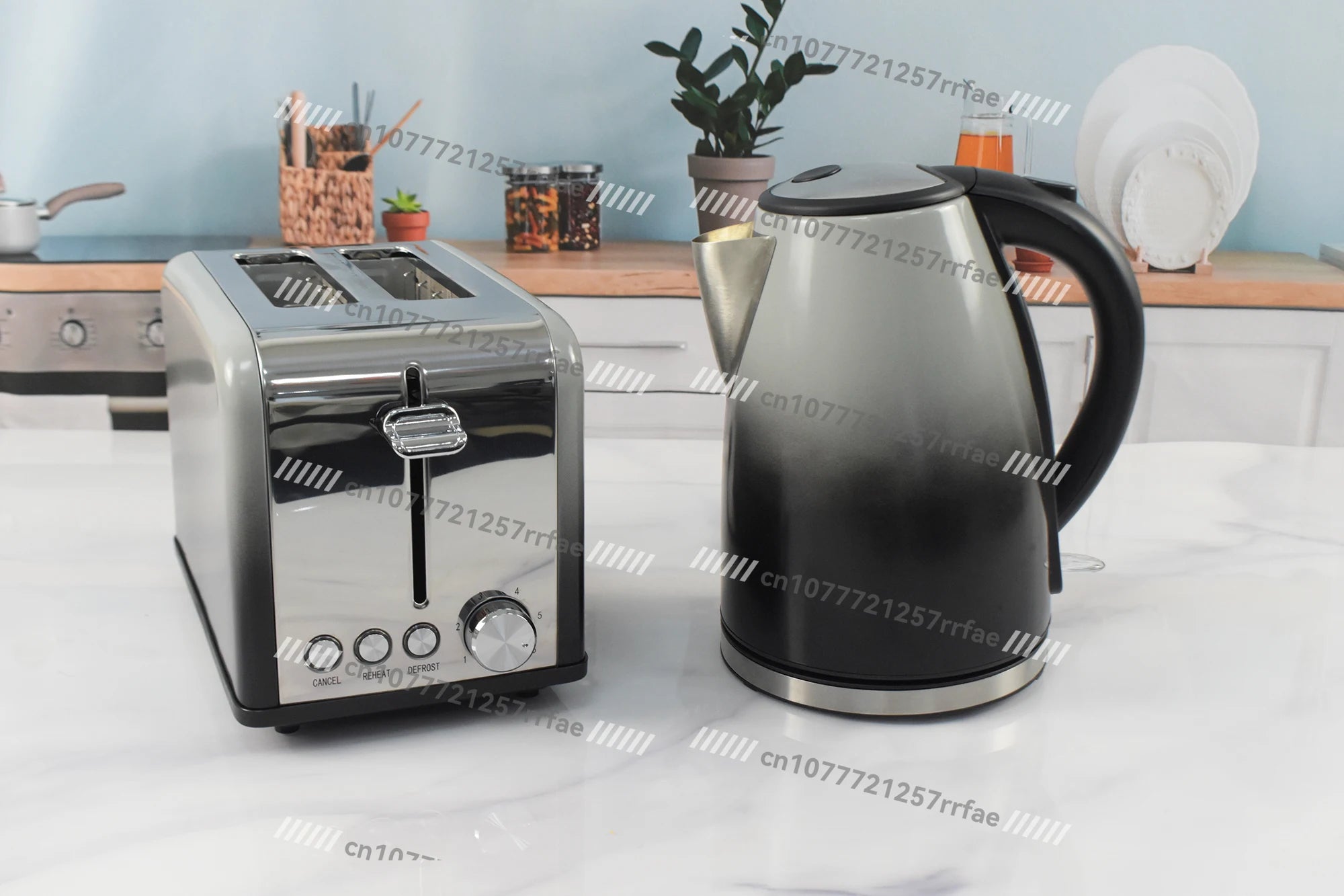 Kaffeemaschine Haushaltsgeräte Set Retro Toaster Edelstahl Elektrische Kaffeemaschine und Toaster Set