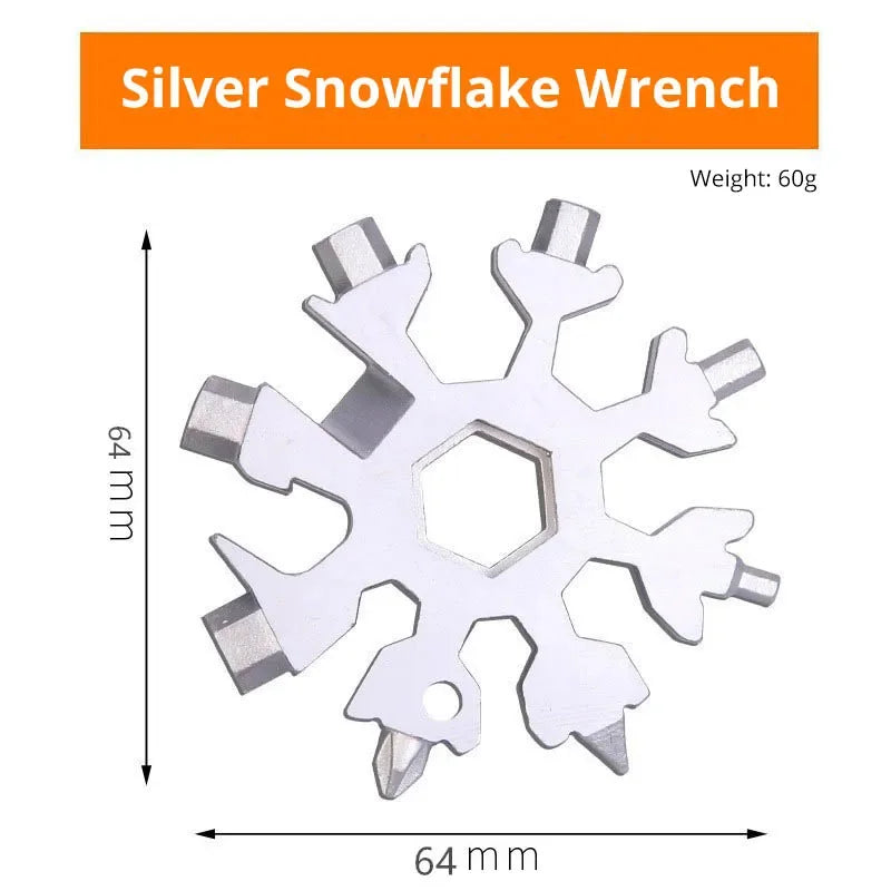 Multifunktionaler Schneeflockenschlüssel, Werkzeugstahl, achteckiger Sechskant, tragbar, 18-in-1-Mini-Universalschlüssel