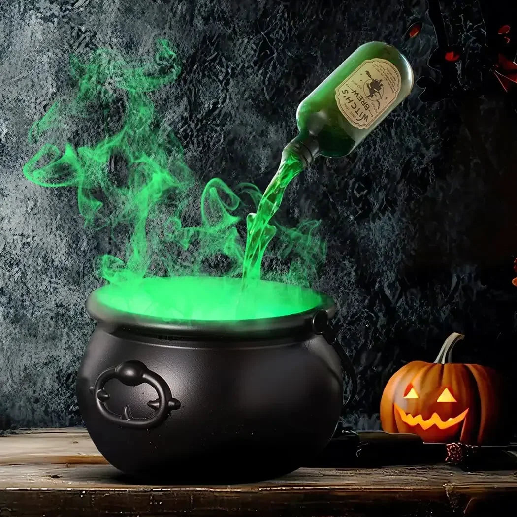 Halloween Hexenkessel mit LED & Nebelmaschine – Schwebende Tränkflasche, Grüner Nebel