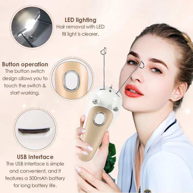 Elektrischer Faden-Epilierer für Damen – Schmerzlos, USB-aufladbar | Gesicht & Körper