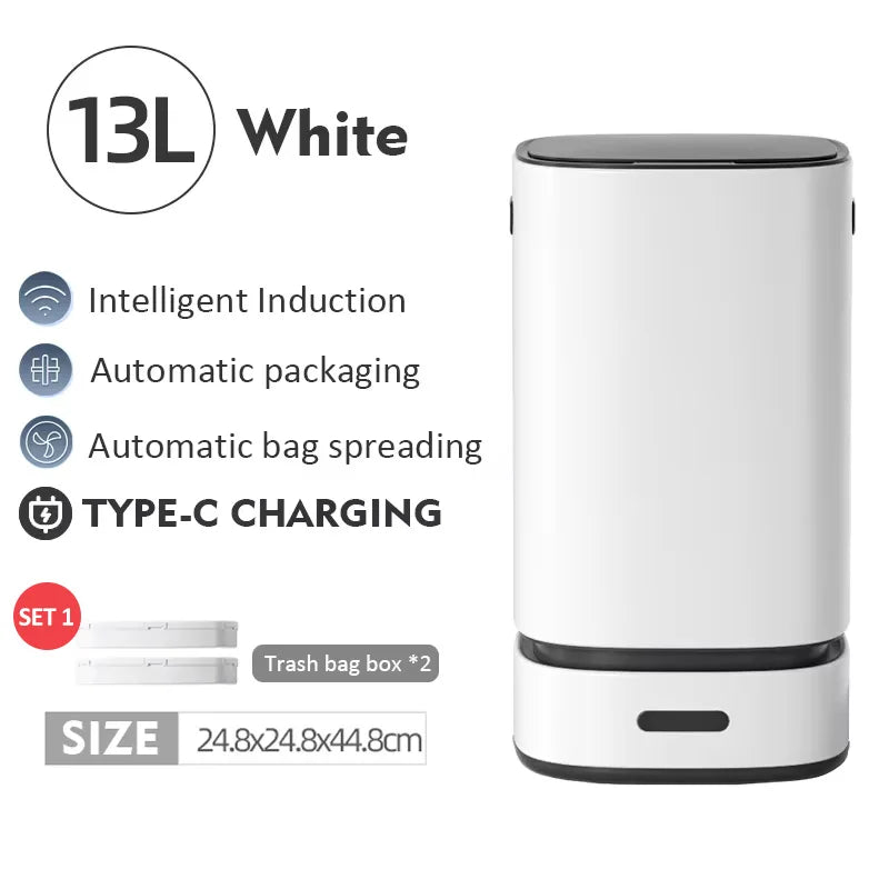 13L Smart Mülleimer mit automatischer Verpackung Müllsack Badezimmer Toilette Mülleimer Automatische Close Bag Adsorption Papierkorb