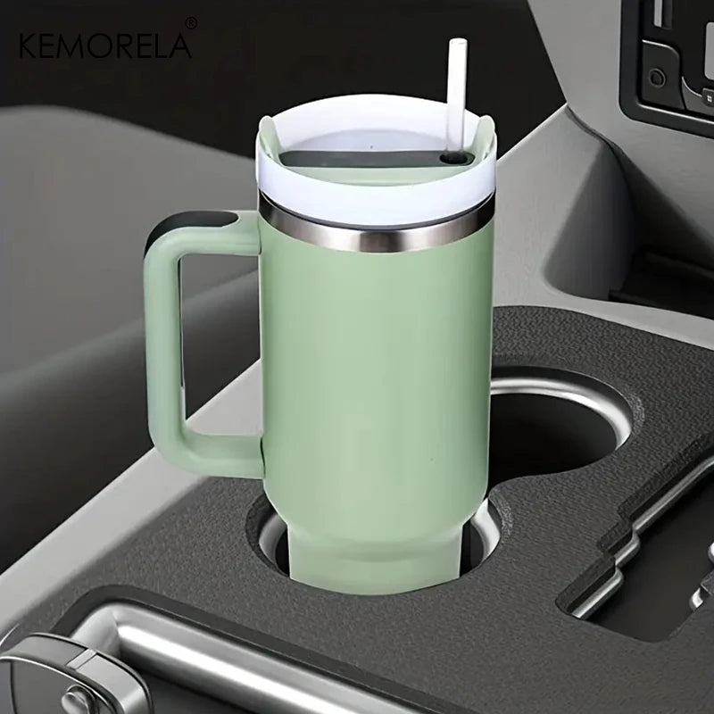 KEMORELA 30 & 40 oz Becher mit Griffdeckel Stroh 887/1182 ml Edelstahl Wasserflasche Vakuum Thermoskanne Tasse Reise Auto Kaffeetasse