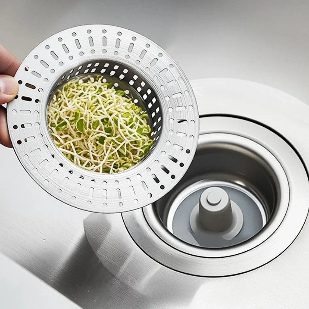 Edelstahl-Spülbeckensieb mit Pop-Up-Abflussstopper – Korbfilter, Anti-Verstopfung, 2 Stile