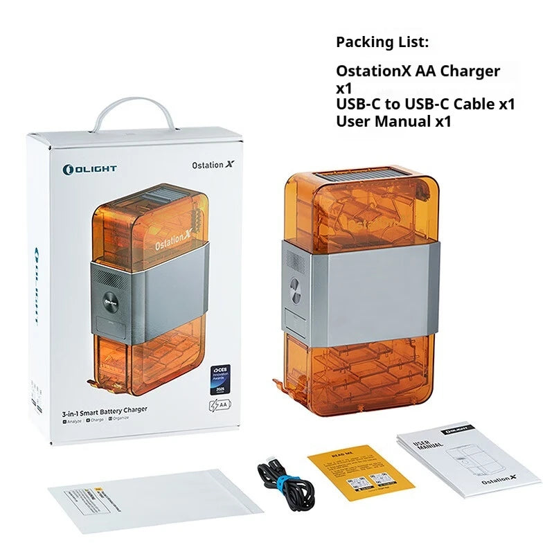 OLIGHT OstationX 3-in-1 Smart-Akkuladegerät AA/AAA Ni-MH wiederaufladbares Batterieladegerät Ladebox Nickel-Metallhydrid-Batterien Gehäuse