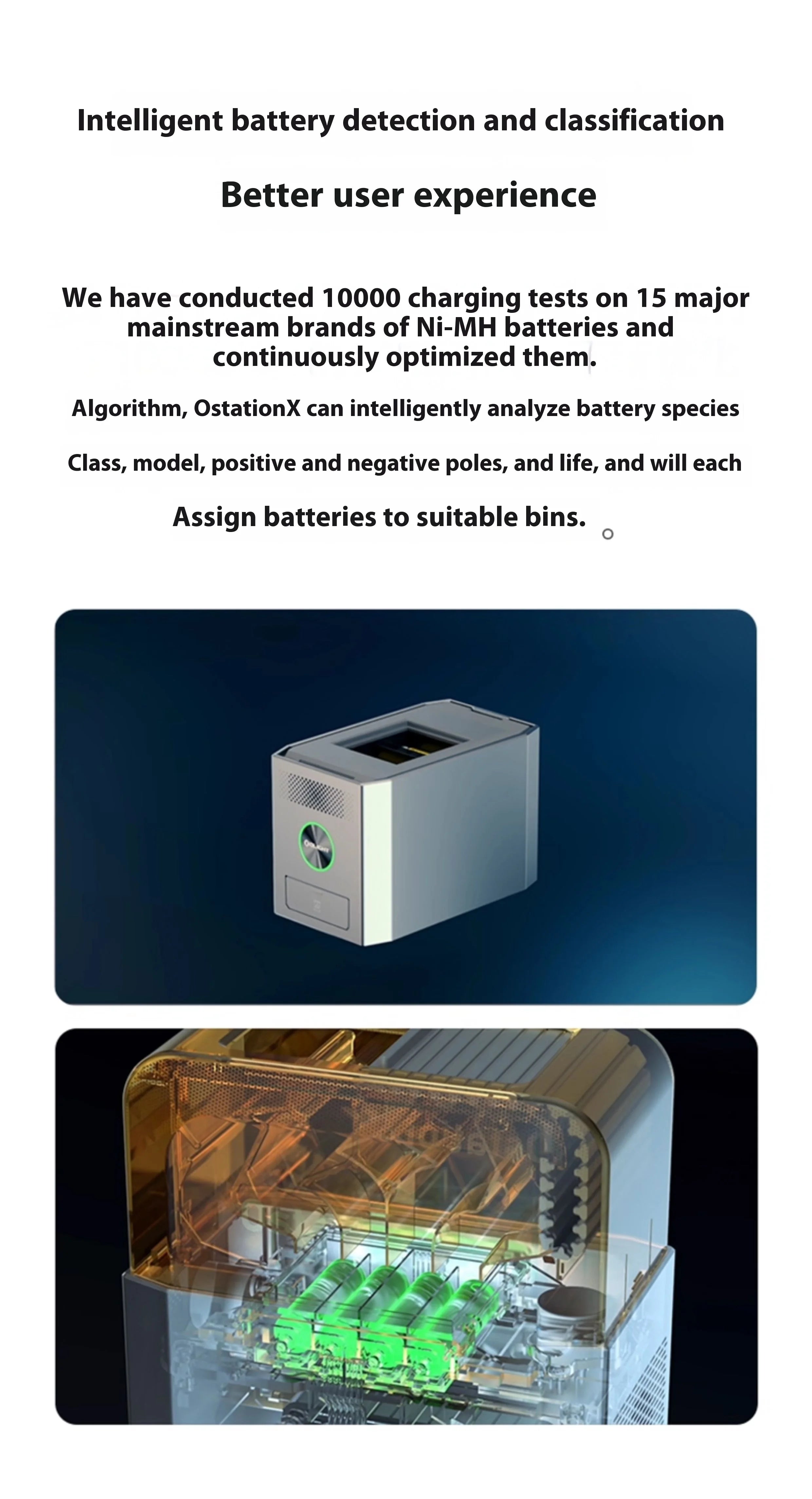 OLIGHT OstationX 3-in-1 Smart-Akkuladegerät AA/AAA Ni-MH wiederaufladbares Batterieladegerät Ladebox Nickel-Metallhydrid-Batterien Gehäuse