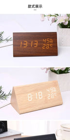 Réveil LED pour étudiant, horloge murale simple, affichage de la température, contrôle du son, horloge de table, bureau, décoration d'intérieur, jardin