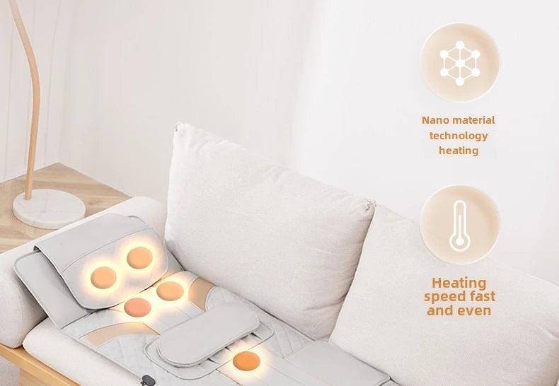 Ganzkörper-Massagematte mit Airbags, Dehnungsheizung, 3D-Entspannung der Lendenwirbelsäule, Rückenmassagegerät, PU-Leder, tragbar und tragbar