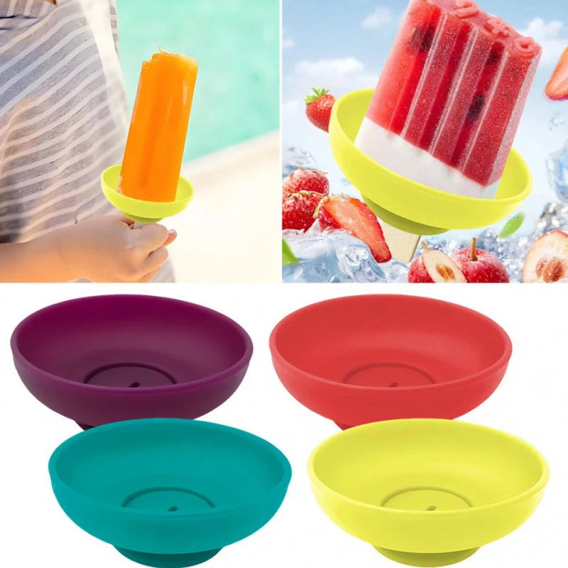 Silikon Eis-am-Stiel-Halter – Tropfschutz, wiederverwendbar, für Kinder, 4 Farben