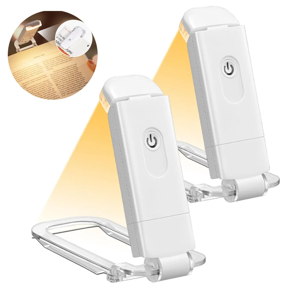 Neue USB wiederaufladbare, zusammenklappbare, tragbare Lesebuch-Lichter, Augenschutz, 3 Lichtfarben, einstellbare Helligkeit, Nachtlampe