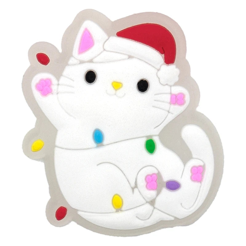 1–5 Stück neue Weihnachts-LED-Schuhanhänger, niedlicher Weihnachtsmann, Katze und Hund, Pin-Zubehör für Sandalen, Schuh-Clogs, Schnalle, Weihnachtsgeschenke