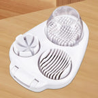 Eierschneider, 3-Wege-Schneider für gekochte Eier, Edelstahldraht, Multifunktions-Küchenmaschine, Küchenzerkleinerer, Werkzeug mit Behälter