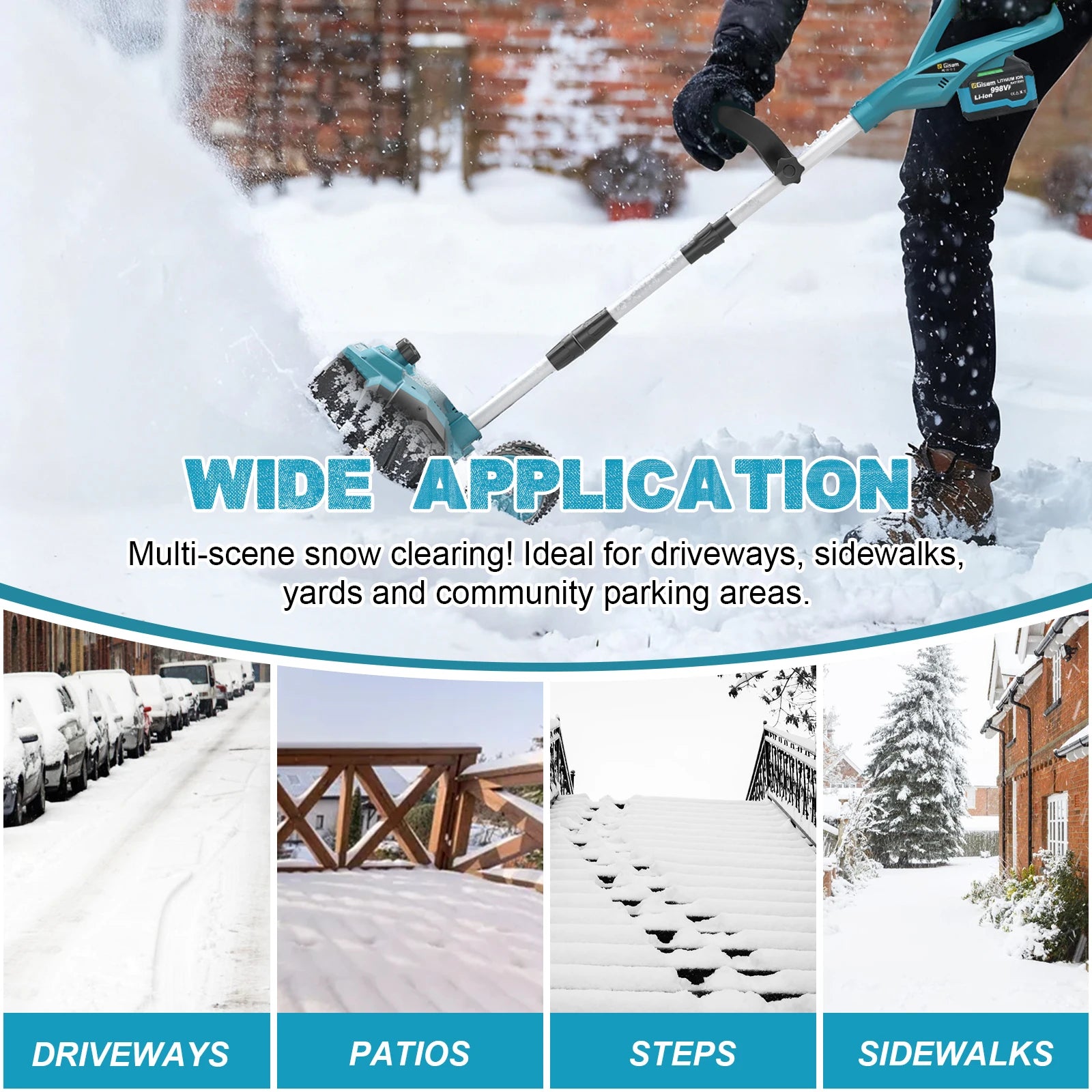 G perfil 13 Zoll bürstenloser elektrischer Schneepflug Schneekehrmaschine Akku-Sauberes Straßenhof-Elektrowerkzeug für Makita 18 V Akku-Pin