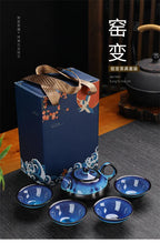 Keramik-Teekanne und Tassen-Set, Teegeschirr, Kung-Fu-Teeset, Jun Ofenwechsel, Teekanne und Teetasse, alluviales Gold, chinesisches Teeset, Tasse