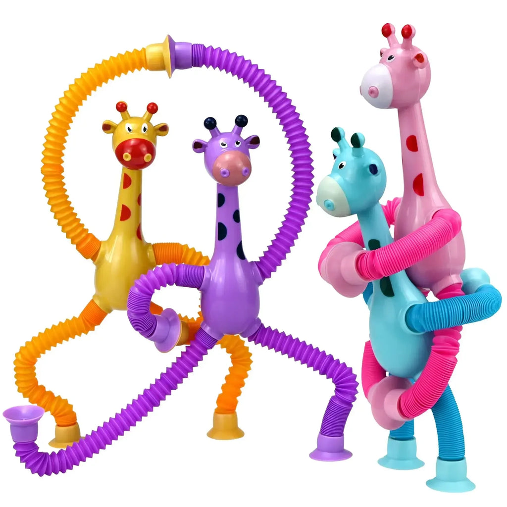 Kinder Saugnapf Spielzeug Pop Tubes Stress Relief Teleskop Giraffe Hand Spielzeug Sensorischen Faltenbalg Spielzeug Anti-stress Squeeze Spielzeug geschenk