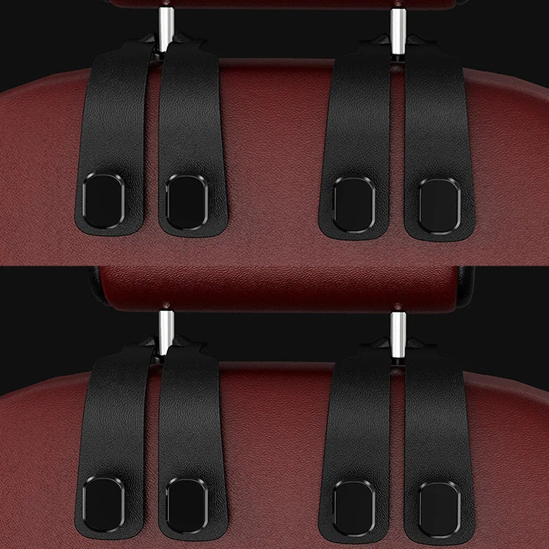 Auto-Kopfstützenhaken für Rücksitz – 20kg Tragkraft, Multifunktional, Universal | Kunststoff | Schwarz, Braun & Grau | 1–4 Stk.