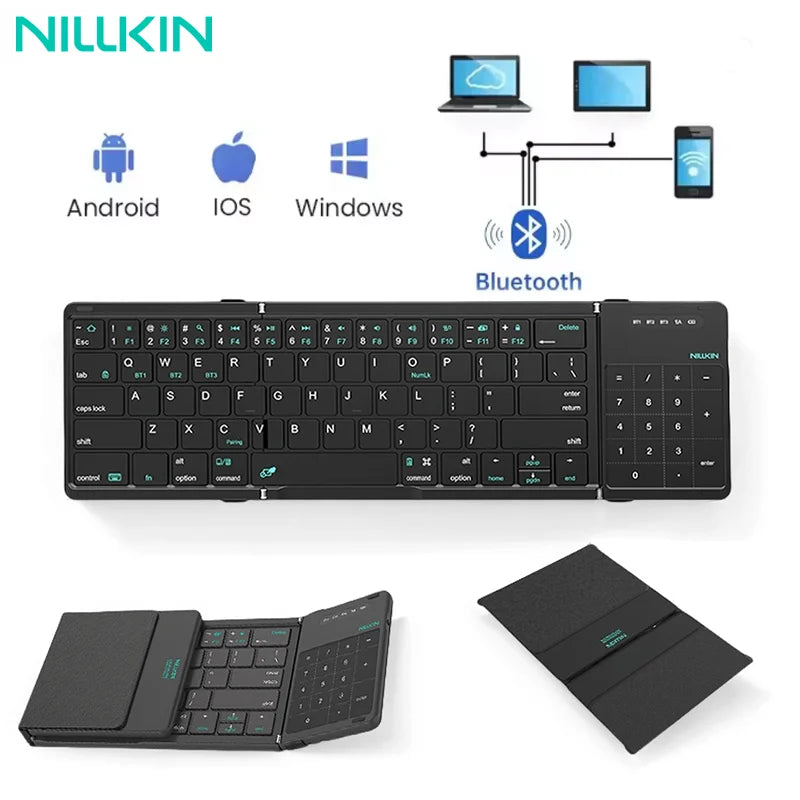 NILLKIN Klappbare Bluetooth-Spieltastatur, kabellos, iPad, Handy, Tablet, universelles Notebook, kompakt, tragbar, Gaming-Tastatur