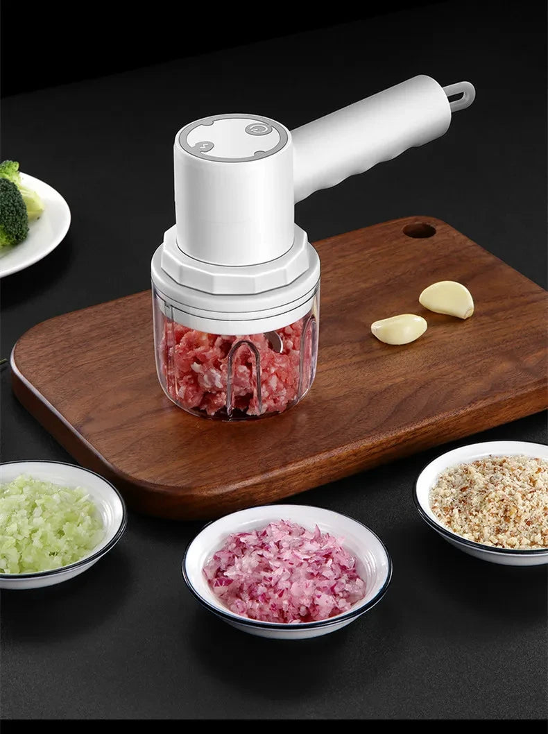 4In1 Elektrische Gemüse Cutter Set Handheld Drahtlose Elektrische Knoblauch Stampfer Lebensmittel Chopper Fleischwolf Maschine Lebensmittel Peel Scheibe