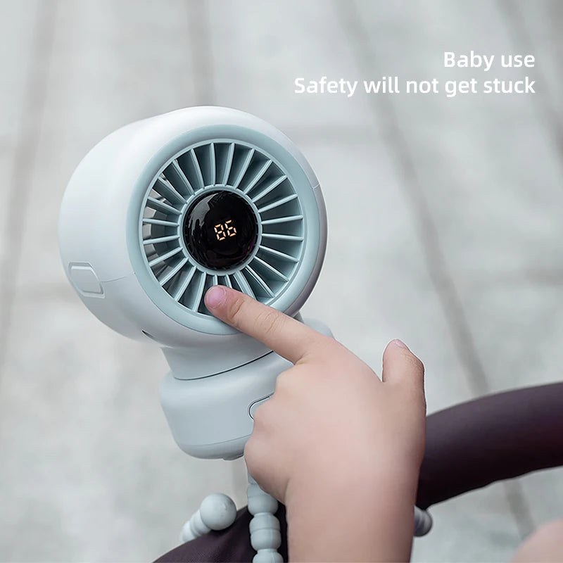 Tragbarer Clip-Ventilator mit Schwenkfunktion – USB/Batterie, 3 Stufen, 5 Schaufeln | Kinderwagen, Schreibtisch & Outdoor | CE & RoHS