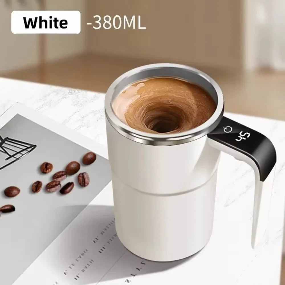 380ML Mini Elektrische Kaffeetasse Rotierenden Mixer Mit Abdeckung Automatische Mischbecher Wärmer LED Temperatur Display