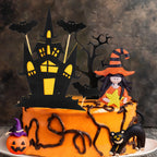 8 stücke Halloween Kuchen, Topper Spukhaus Kürbis, Mädchen Fledermaus, Schwarze Katze Cupcake topper für Wizard Party, Ghost Party, Spider Party