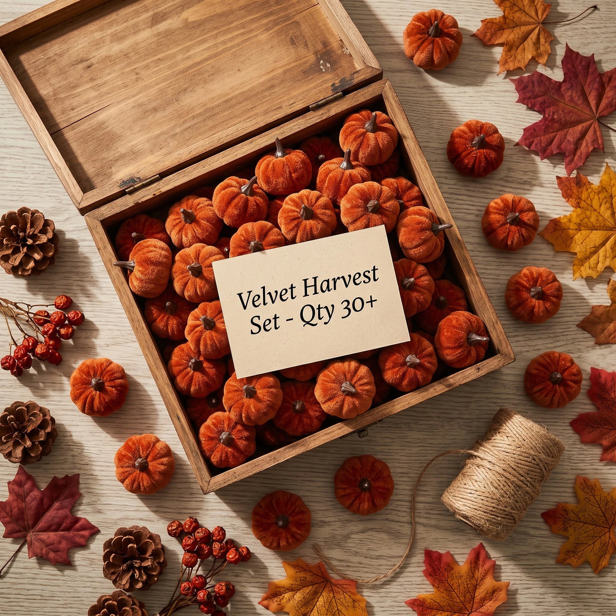 Mini-Kürbisse aus Kunstvelours 30er-Set – Herbst & Halloween Tischdeko