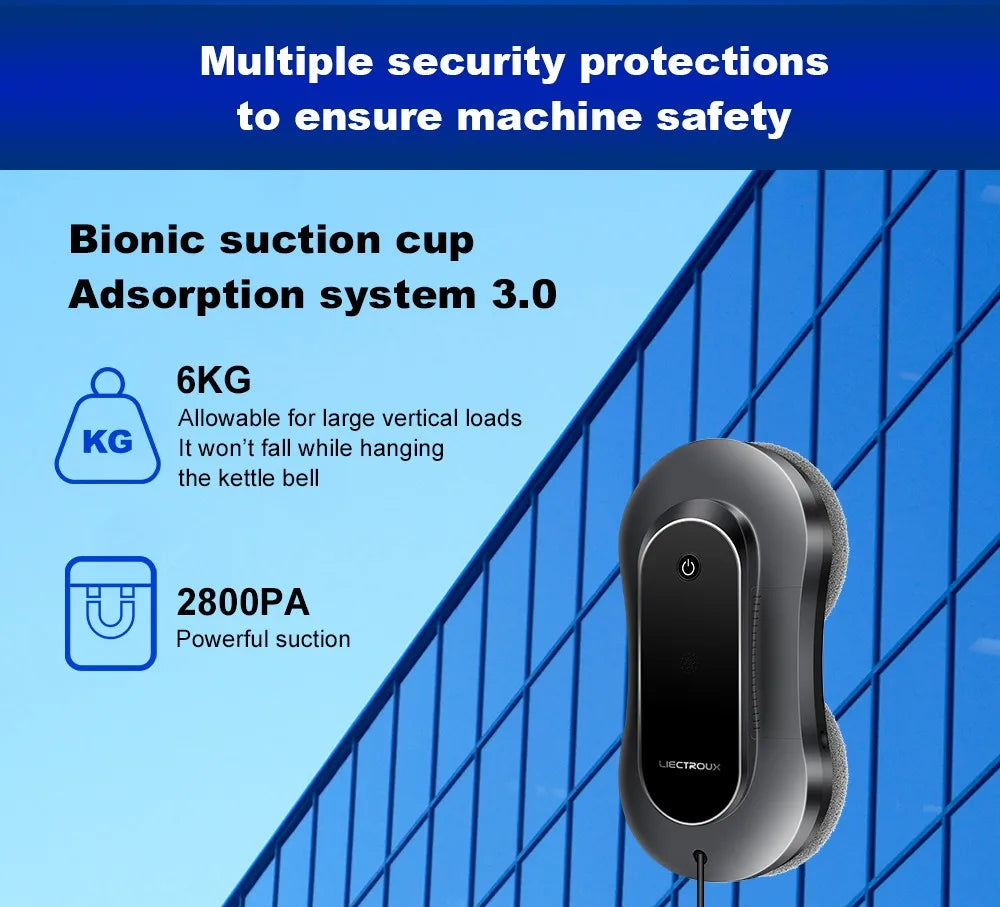 Liectroux Yw810 Roboter-Fensterreiniger, trockenes und nasses Wischen, Ai Route, bürstenloser Motor, Lüfter-App und Fernbedienung