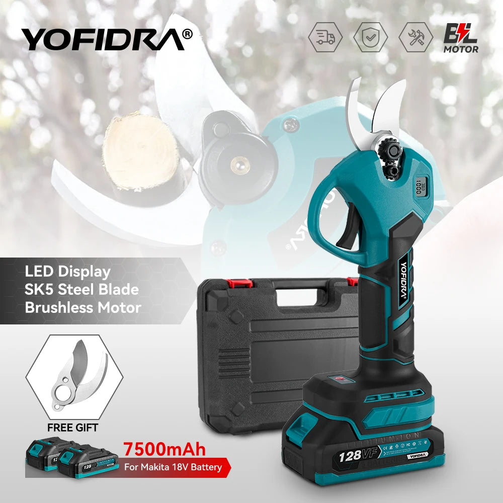 YOFIDRA 30 MM Bürstenlose Scheren Schere 2 Gänge Cordless Garten Obst Baum Zweig Beschneiden Power Werkzeuge Für BL1850B 18 V batterie