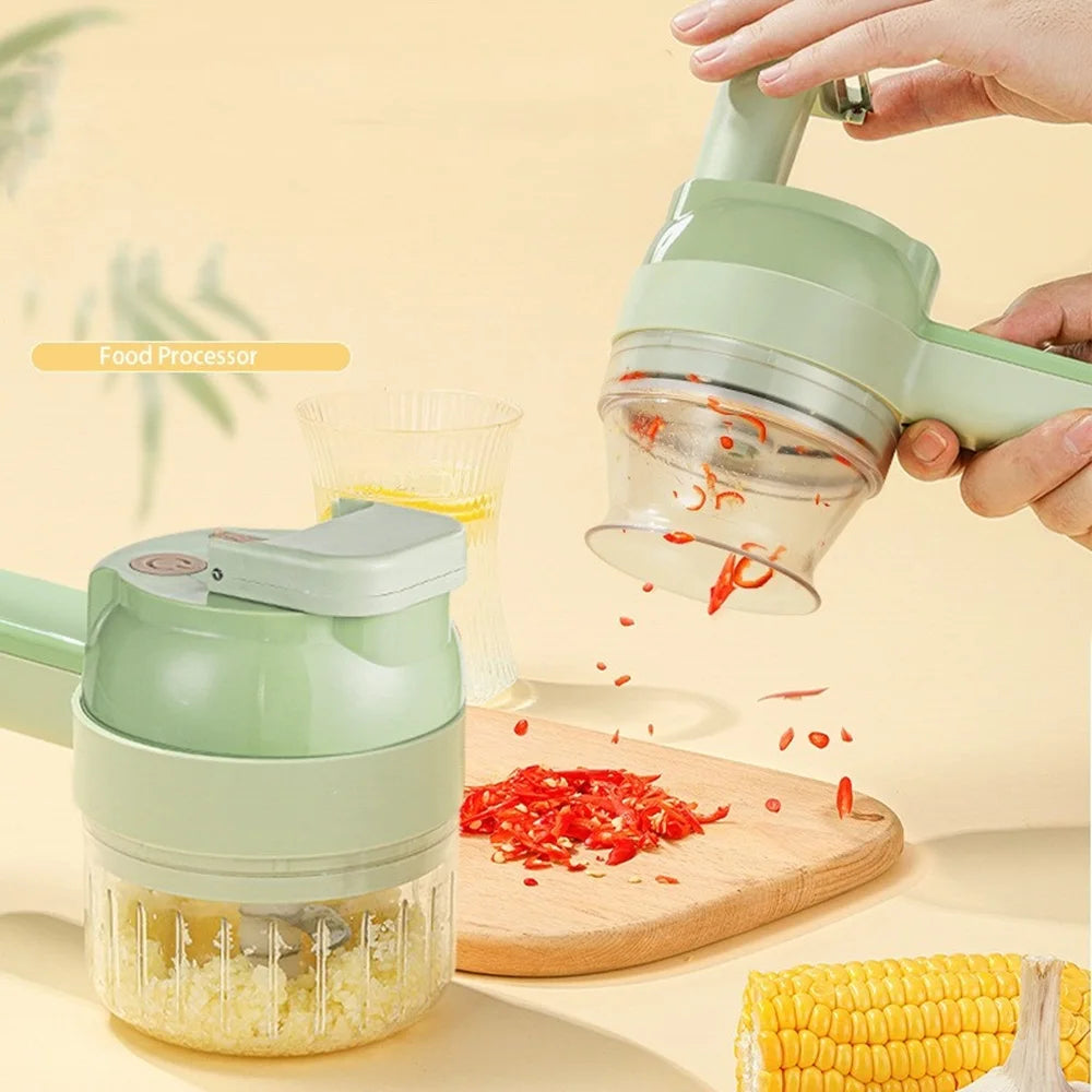 Ensemble de coupe-légumes électrique, presse-ail portatif sans fil, hachoir à viande, éplucheur, trancheur, accessoires de cuisine