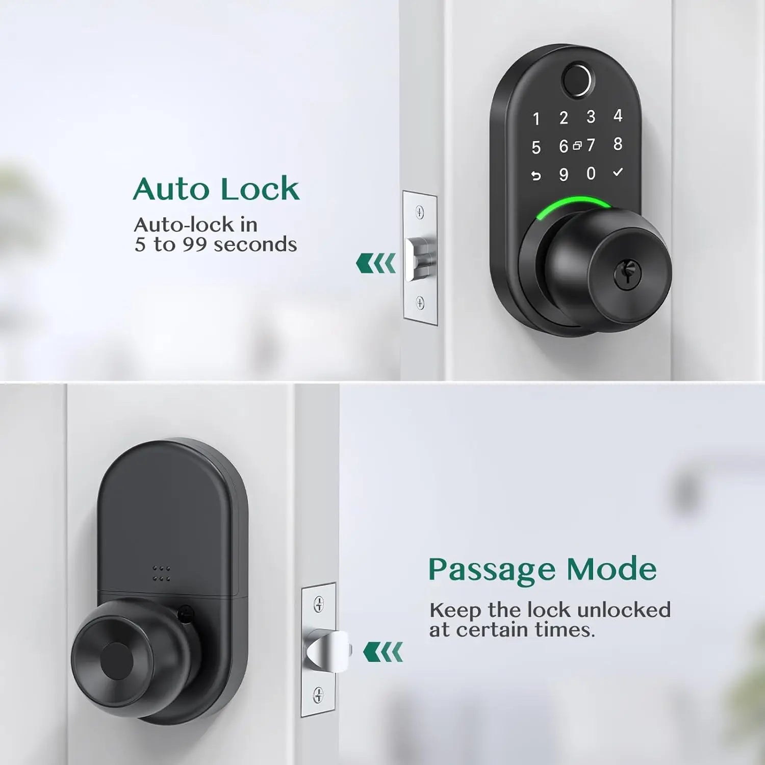 Intelligentes Tastatur-Türschloss mit Knopf, Yamiry-Digitalschloss mit schlüssellosem Zugang und Griff, elektronischer Fingerabdruckknopf für die Haustür, Gen