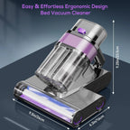 Aspirateur à main 85 000 Pa avec lumière UVC, sans fil, anti-acariens, rechargeable par USB, intelligent, pour le nettoyage du lit