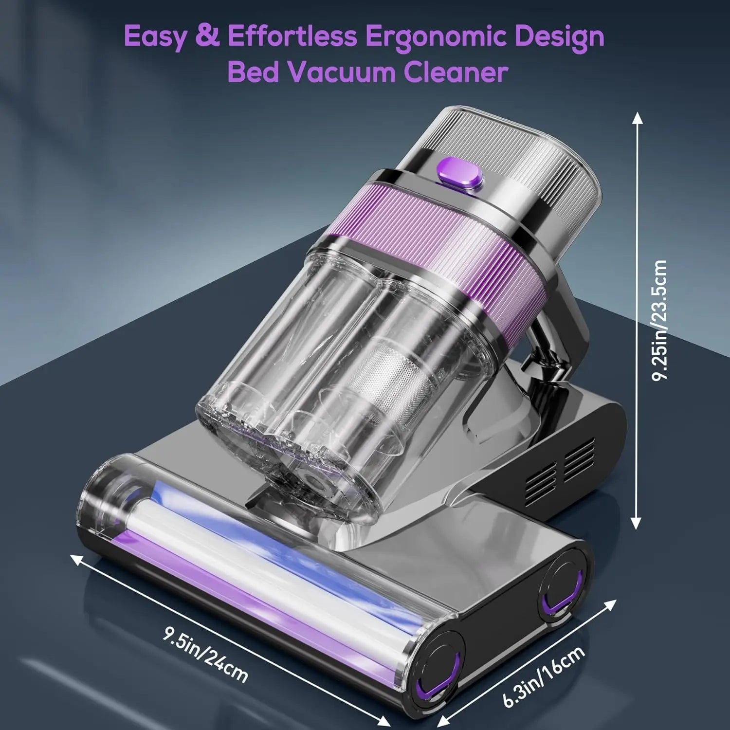 Aspirateur à main 85 000 Pa avec lumière UVC, sans fil, anti-acariens, rechargeable par USB, intelligent, pour le nettoyage du lit