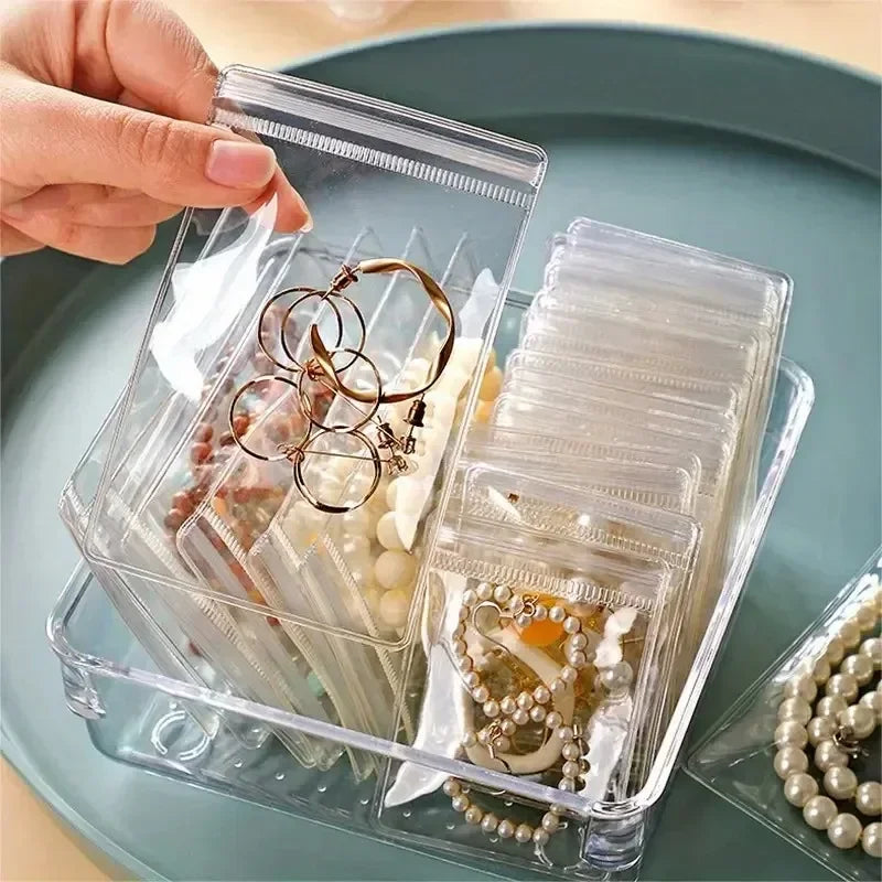 10/50/100 Stück selbstdichtende Zip-Lock-Beutel aus PVC für Schmuck, wiederverschließbar, dick, transparent, mit Druckverschluss, Aufbewahrungsbeutel für Geschenkverpackungen