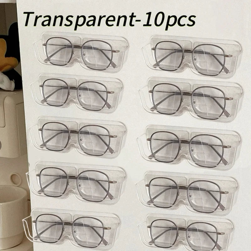 Brillen-Organizer Wandhalter – Selbstklebend, Ohne Bohren, 17,5×3,5×5,8cm | Sonnenbrille & Brille | Weiß, Grau & Transparent