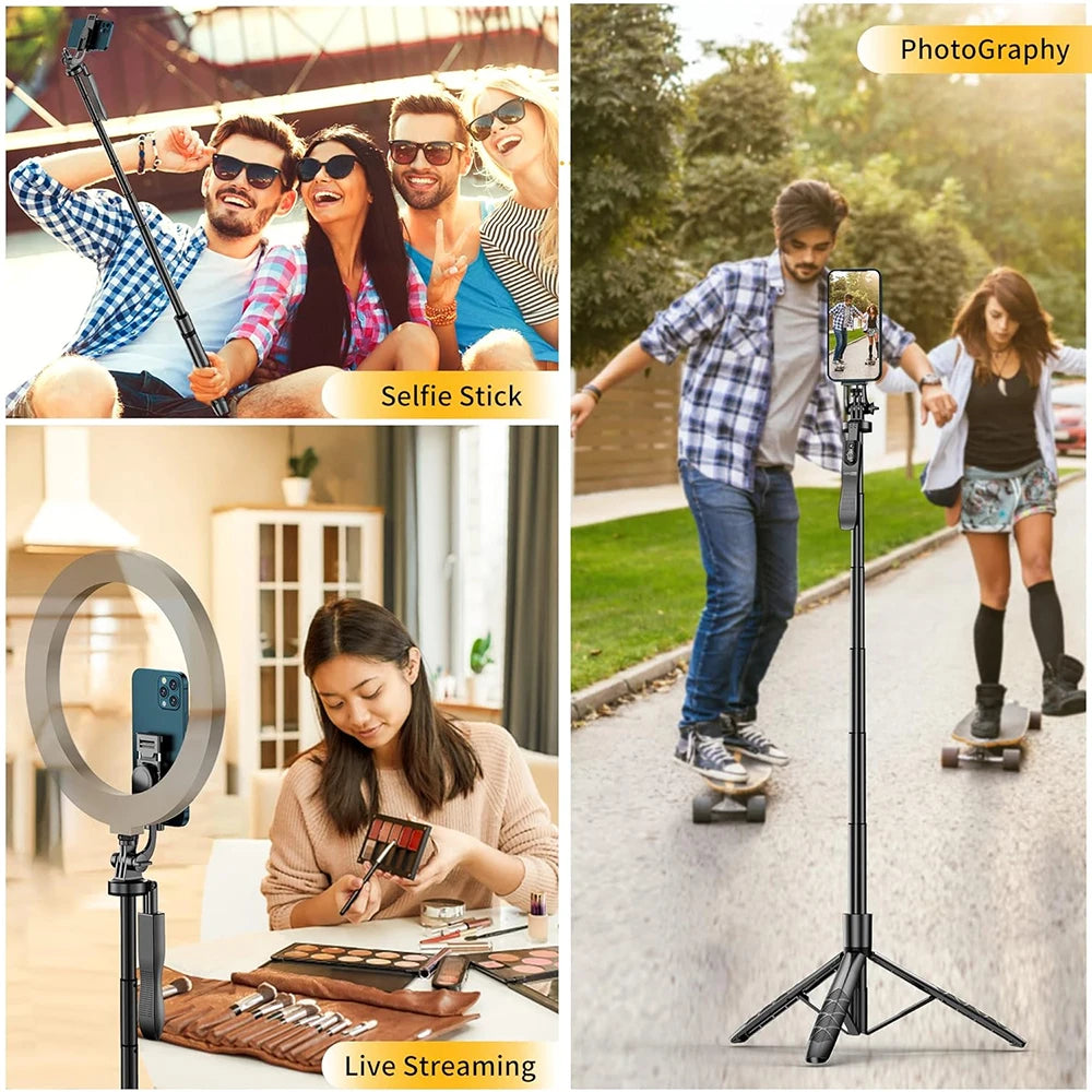 LISCN L16TT Selfie Stick Stativ – 1,8m ausfahrbar, Bluetooth, 360° drehbar | Faltbares Stativ