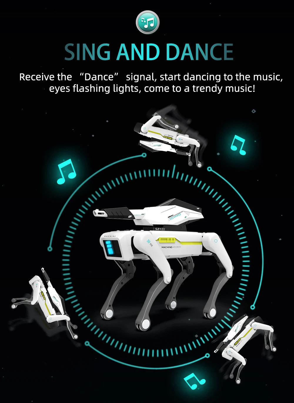 Teeggi Multifunktions-RC-mechanischer Hund, elektrischer RC, intelligenter Roboterhund mit Revolver, Lernspielzeug, bionisches intelligentes Roboter-Spielzeug, Geschenk